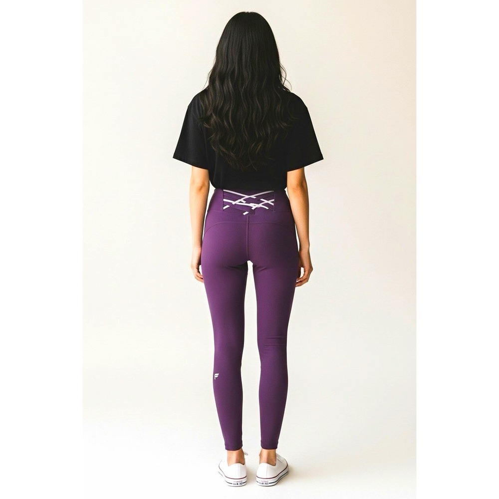 Fabletics PowerHold Purple Solid Ankle Leggings Logo Accent Women's Size S